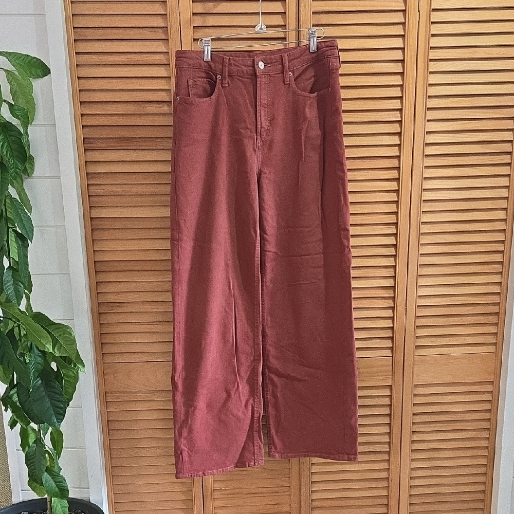 Old Navy Women's Brick Red Wide Leg High Waist Jeans